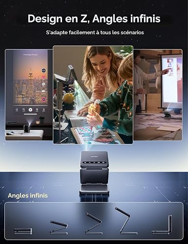 Aurzen Zip Tri-Fold Mini vidéoprojecteur avec Batterie 4K Prise en Charge Smart Vidéoprojecteur Petit projecteur Portable Extérieur Home Cinéma Mise au Point Automatique & Correction trapézoïdale - 6