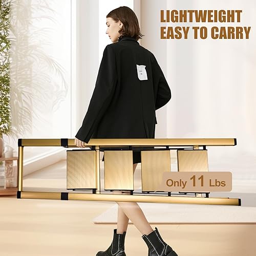 Miniatura 23 de Escalera plegable con 3 taburetes de cocina de aluminio, escaleras ligeras plegables de 330 libras con pedal ancho antideslizante, escalera portátil