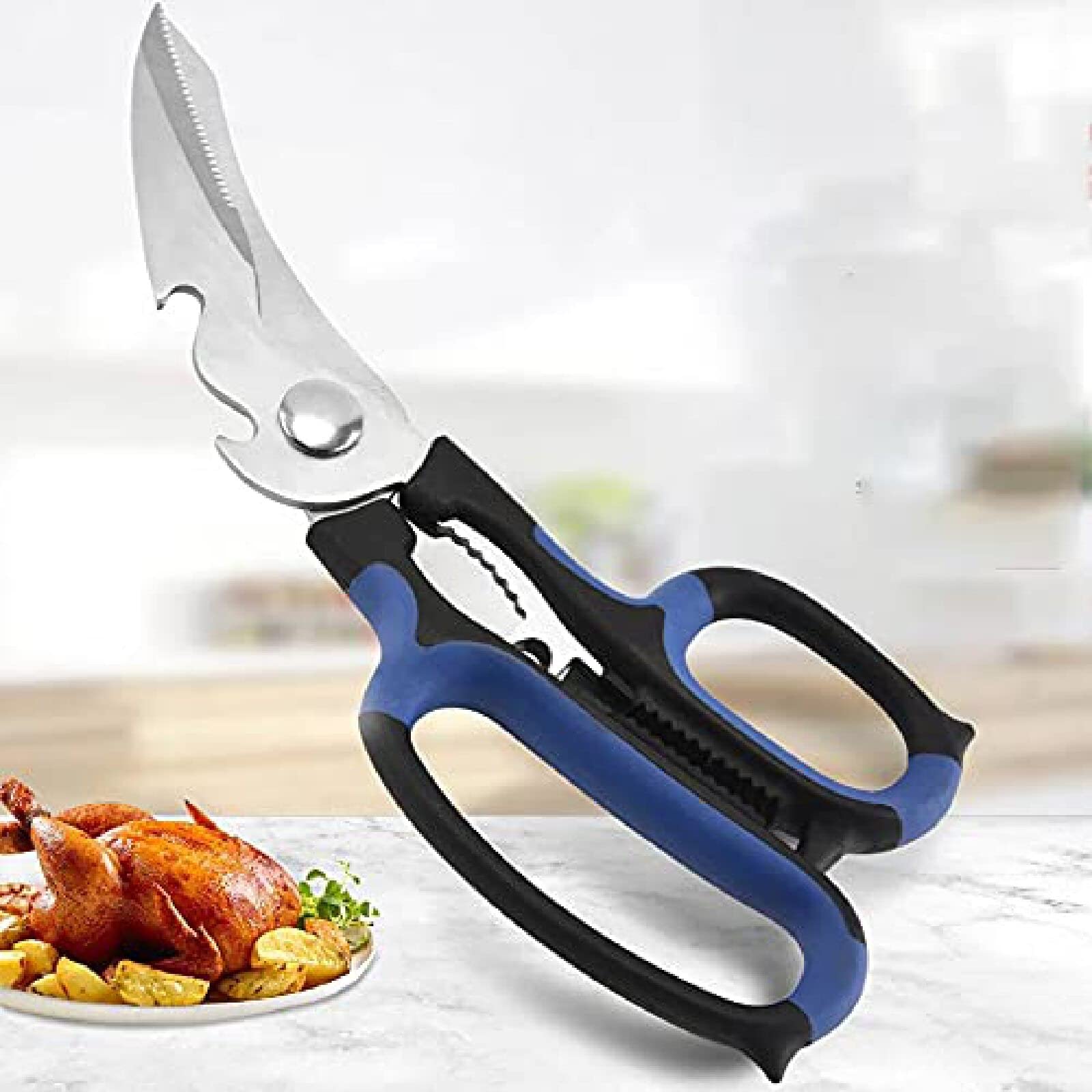Mehrzweck-Küchenschere, Strapazierfähig, Einzigartige Gebogene Klinge Für Hühnerknochen, Rostfreier Edelstahl, Spülmaschinenfeste Geflügelschere Für Fleisch, Meeresfrüchte,