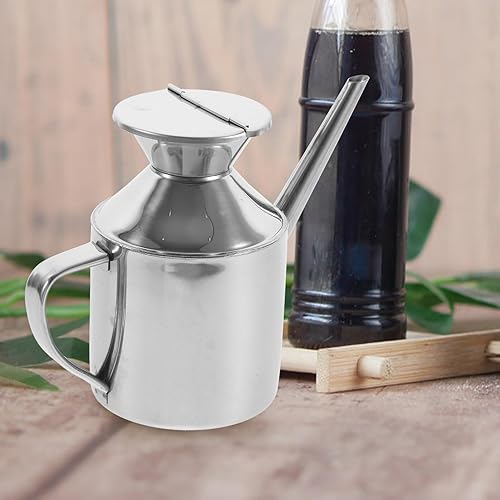 Miniatura 3 de Dispensador de aceite de cocina, botella de aceite de oliva de acero inoxidable con asa, recipiente de vinagre a prueba de fugas, recipiente para
