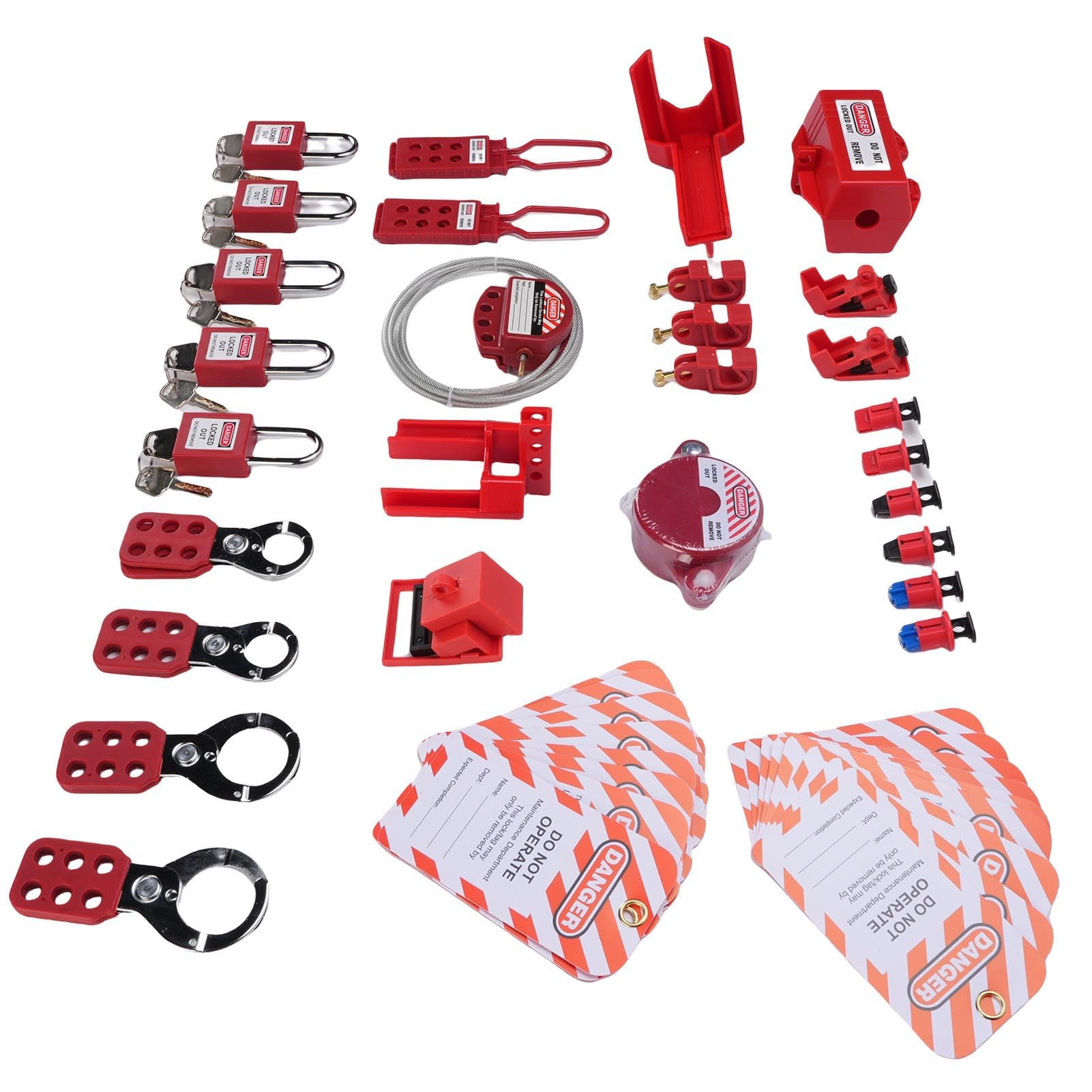 Kit de Etiquetado de Bloqueo, Resistente, Compatible con OSHA, 48 Piezas con Caja de Almacenamiento, Cerrojos de Bloqueo de Grupo, Kit de Eléctrico para Lugares Inflamables de Energía