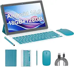 Tablet Android 15, tablets de 10 polegadas, 18 GB de RAM + 128 GB de ROM/2 TB expansível, tablets 2 em 1 com capa para teclado, tela IPS 1280 x 800, Wi-Fi 5G, câmera dupla, bateria de 6000 mAh BT5