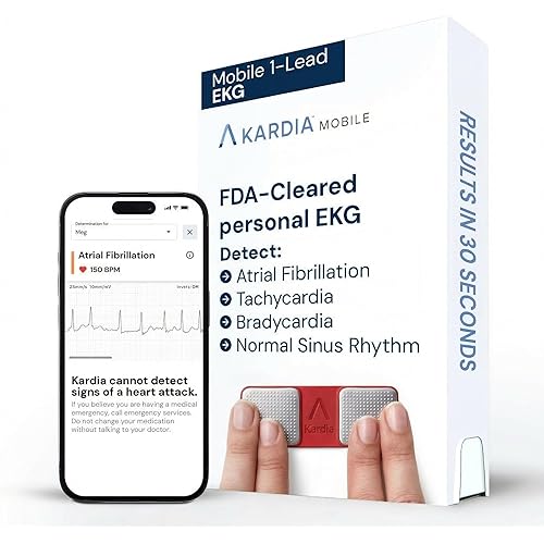 KardiaMobile 1-Lead EKG Monitor, Medical-Grade FDA-Cleared Personal Heart Monitor, Detects Normal, AFib & Arrhythmias, Unlimited Recordings, 30 Second Results, Works with most Smartphones, Pocket-size