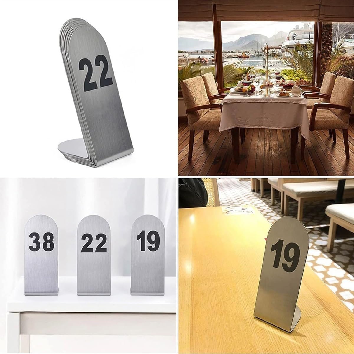 WESTUX Table Number, Stainless Steel Table Number 1-25/50/100 Single-Sided Number, Wedding Cafe Restaurant Table Number Sign (Color : 1 to 50)