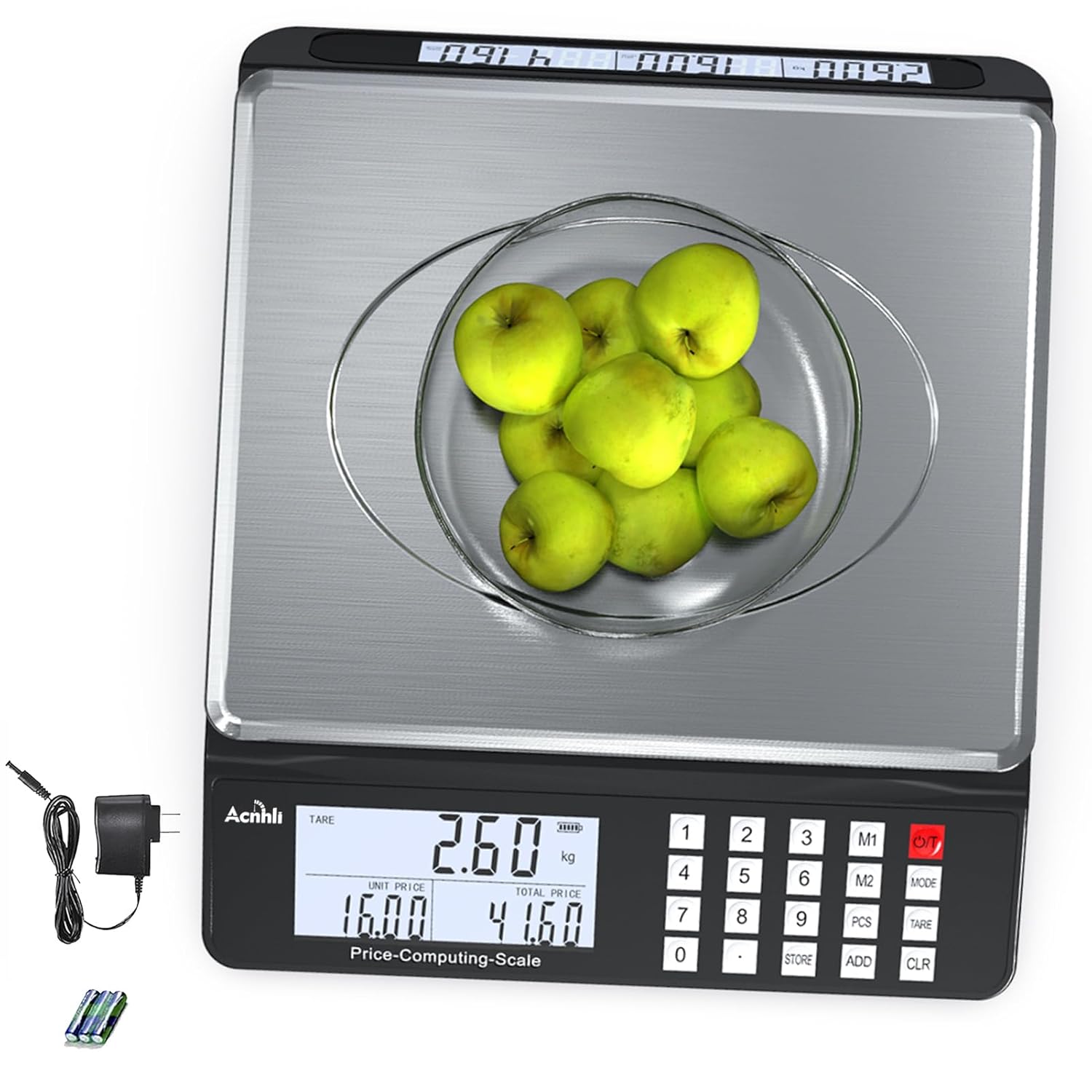 66LB（30KG） Price Scale, Calculate The Price, Dual LCD Screen, Stainless Steel Countertop, Piecework and Net Weighing