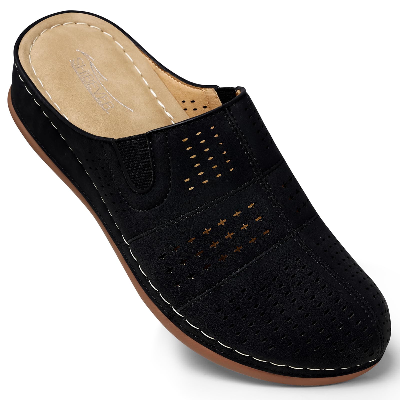 SHIBEVERClogs for Womens Mules Shoes: Slip-On Flat Mule Shoes - Closed Toe Sandals Comfortable