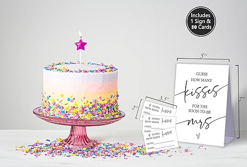 Miniatura 4 de Juego de despedida de soltera How Many Kisses, juego minimalista de despedida de soltera, juegos de despedida de soltera, 1 letrero y 50 tarjetas A43