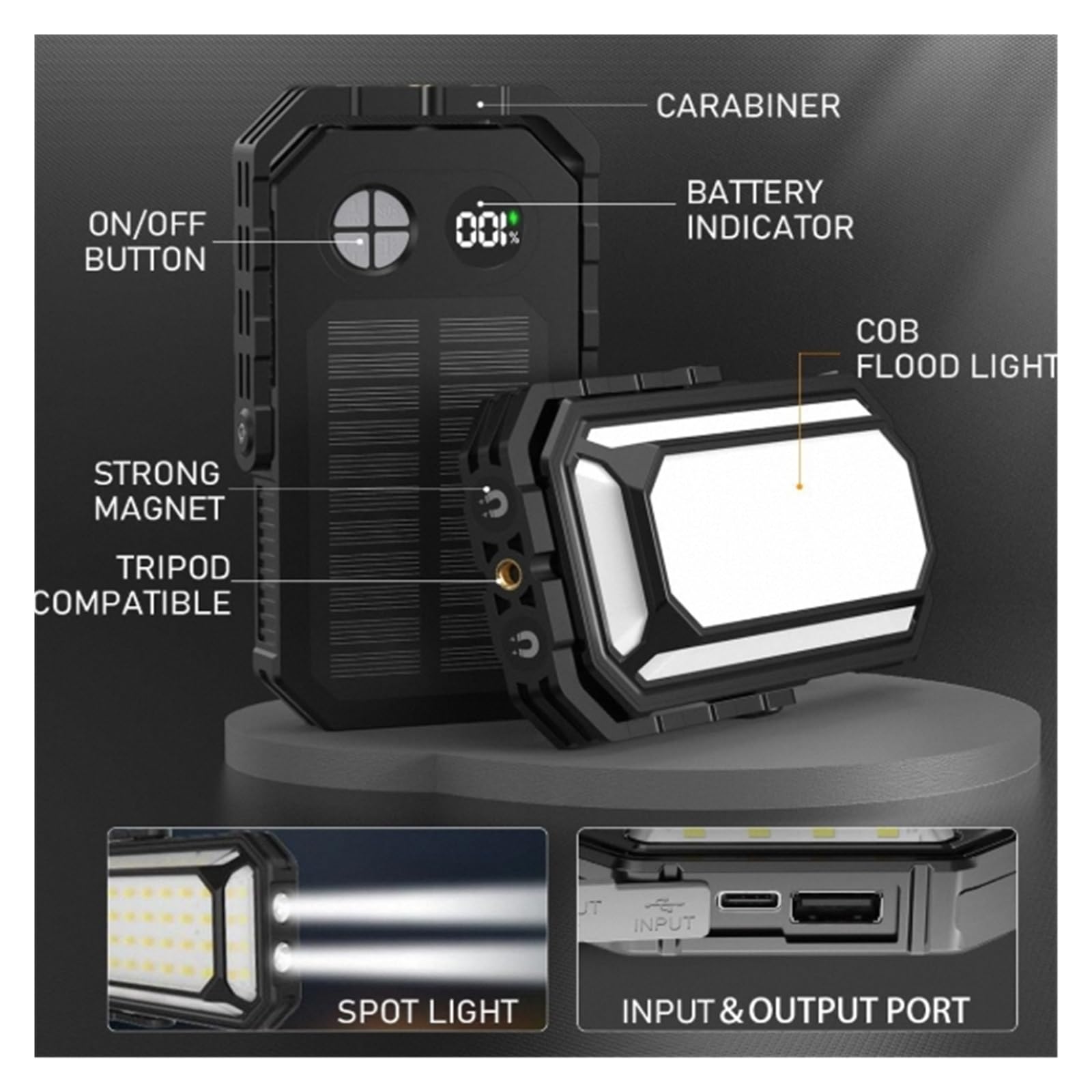 Lanterna da campeggio a LED ricaricabile, luci da campeggio portatili da 10000 mAh fino a 120+ ore, 12 modalità di luce, dimmerabile, display digitale LCD, impermeabile, accessori da campeggio essenzi