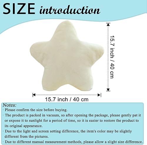 Miniatura 5 de zhidiloveyou Almohada de estrella de felpa blanca, almohada en forma de estrella de peluche lindo juguete para niños 15.7 pulgadas