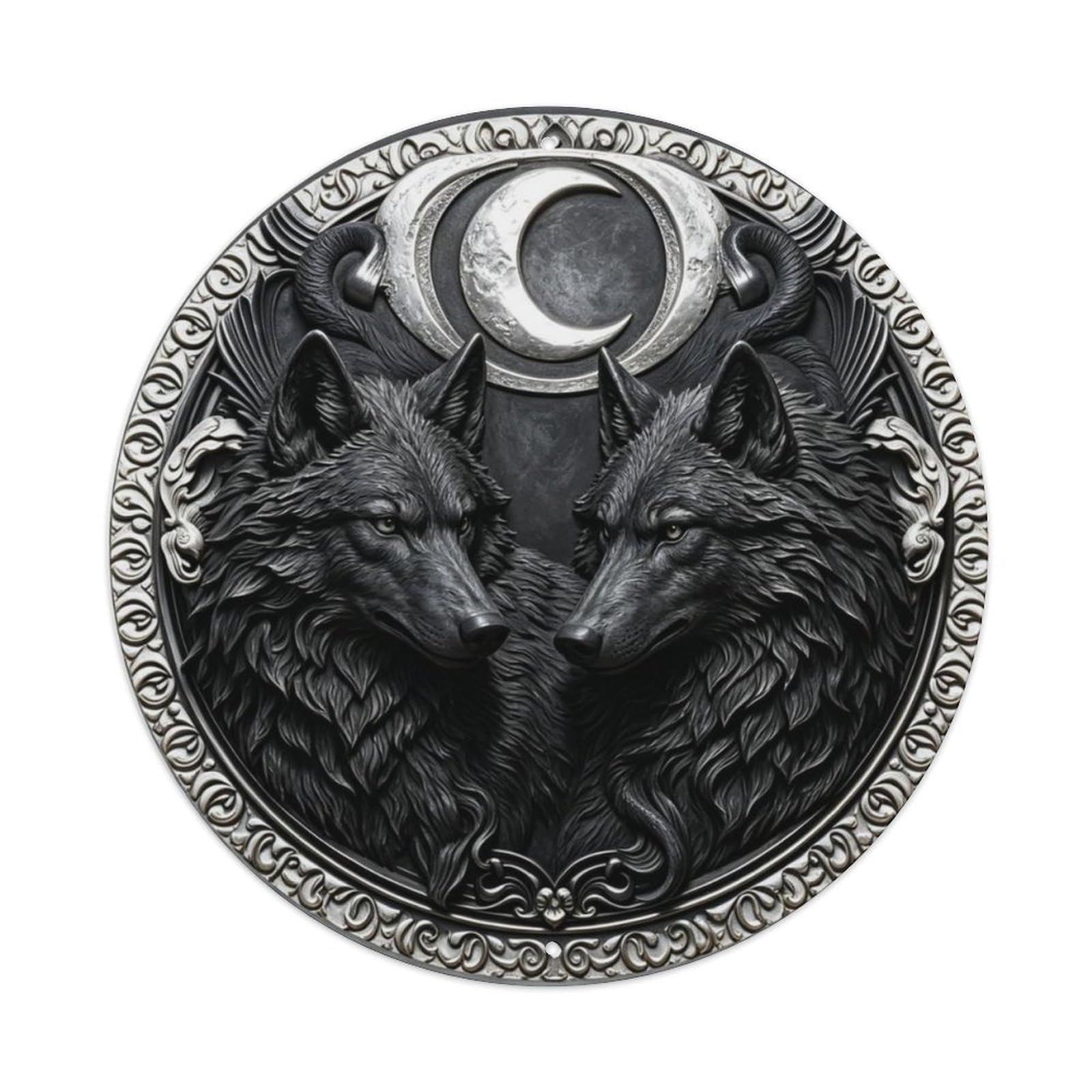 Norse Mythology Skoll And Hati Wolves 3D Viking Metal Tin Sign Plaque