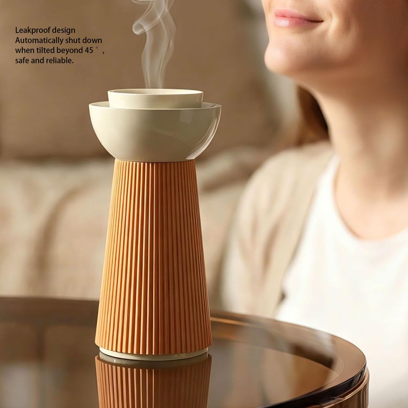 Brrnoo Diffusore Aromaterapico Intelligente con Sensore di Vibrazione per | Batteria Ricaricabile, 1200mAh, Ricarica USB Type-C, 3 modalità di Nebulizzazione, Antigoccia e Spegnimento Automatico in