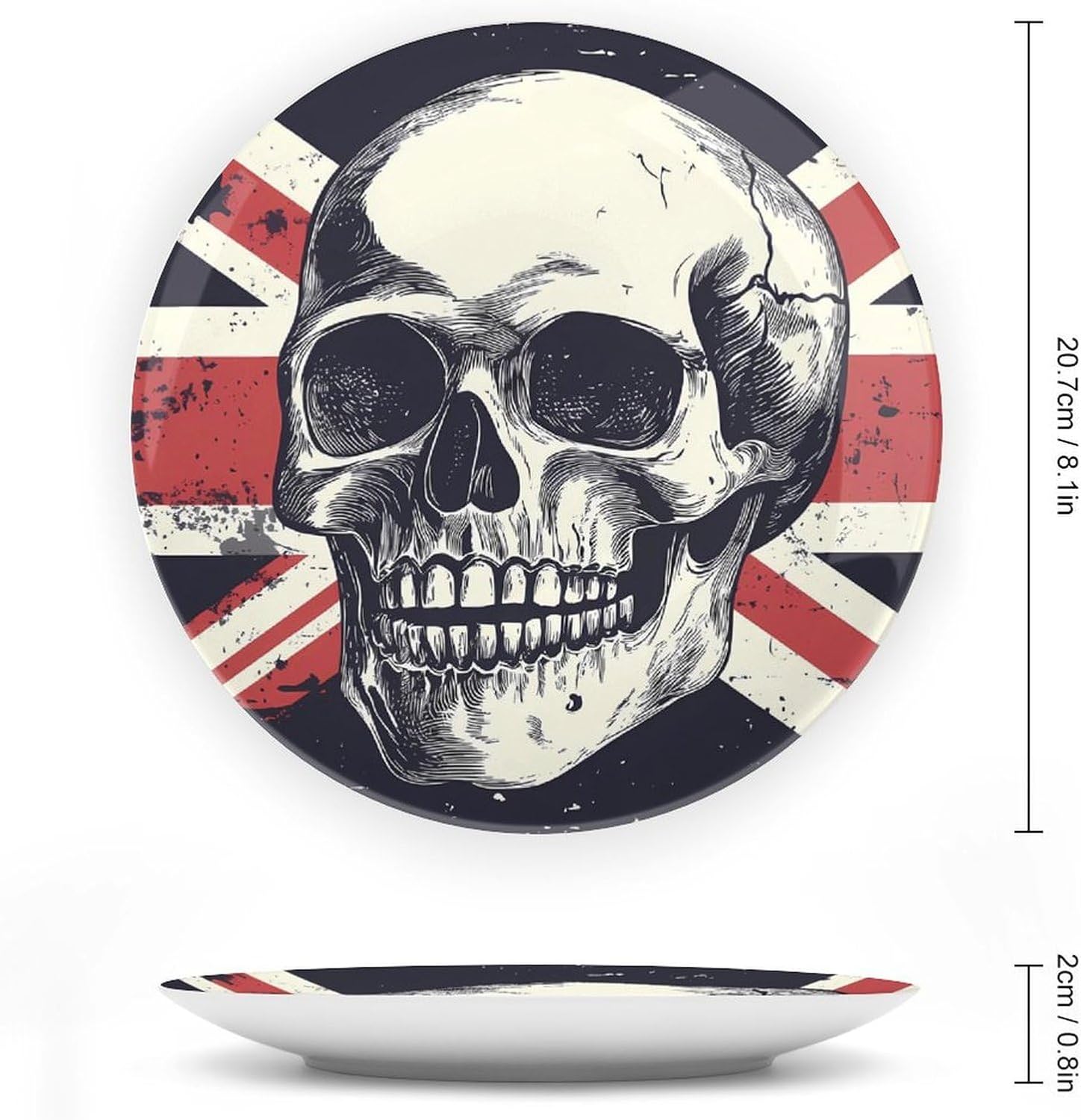 Skull with British Flag Bone China Decorative Porcelain Plates Dinnerware Ornaments