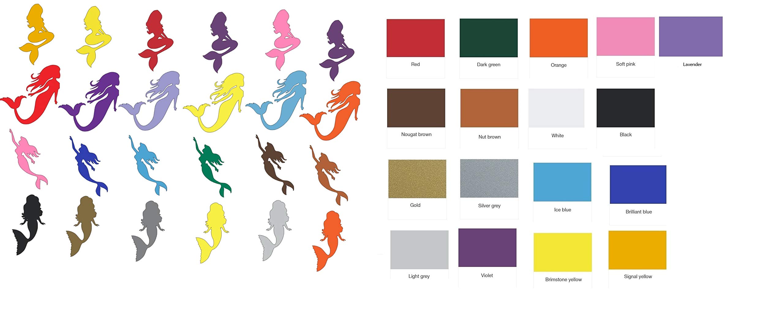 Mermaid Collection (MERMAID Vinyl Stickers choose your colour)