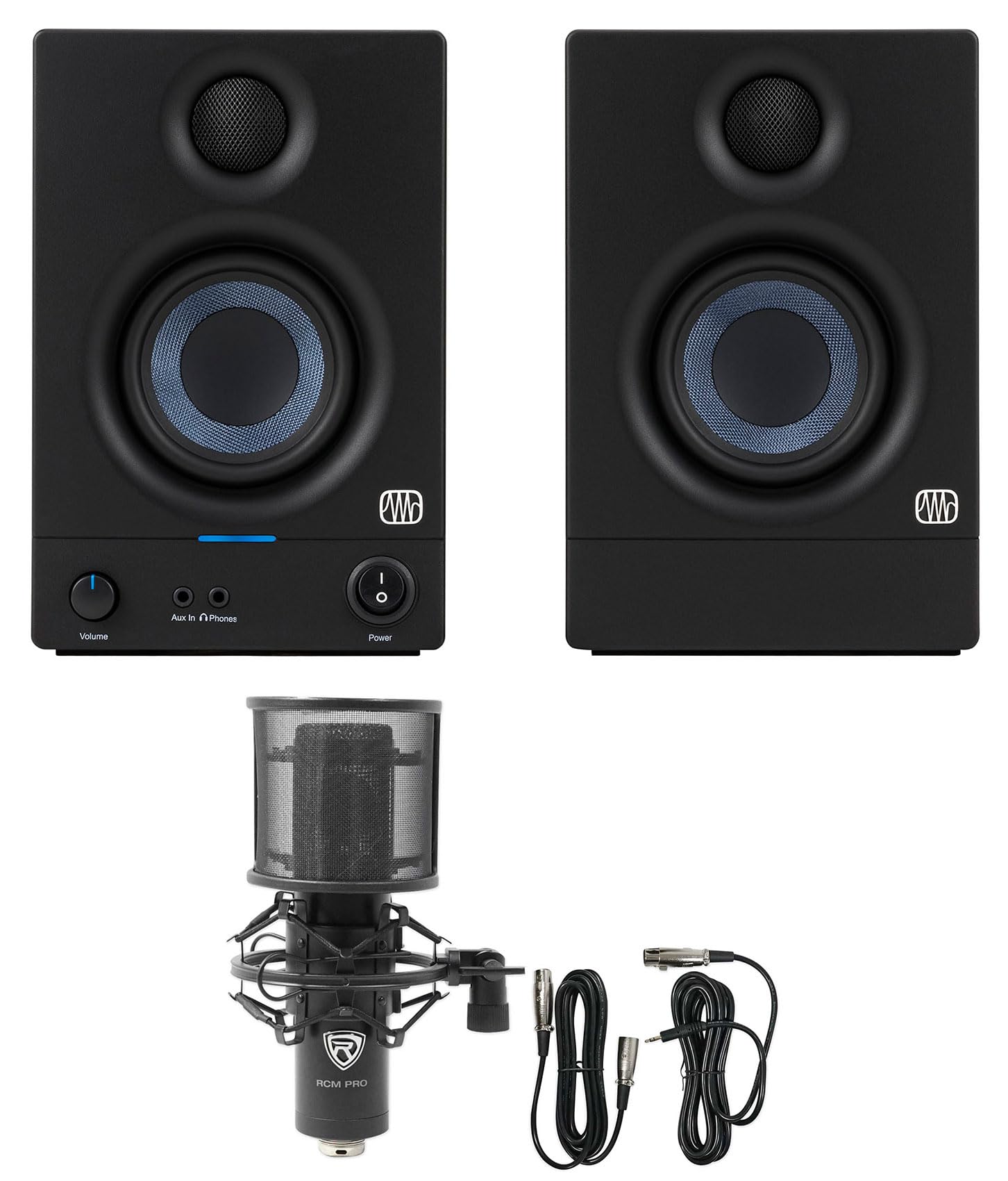 Bundle: (1) Pair Presonus Eris 3.5 2nd Gen 3.5" Reference Studio Monitors Speakers Bundle…