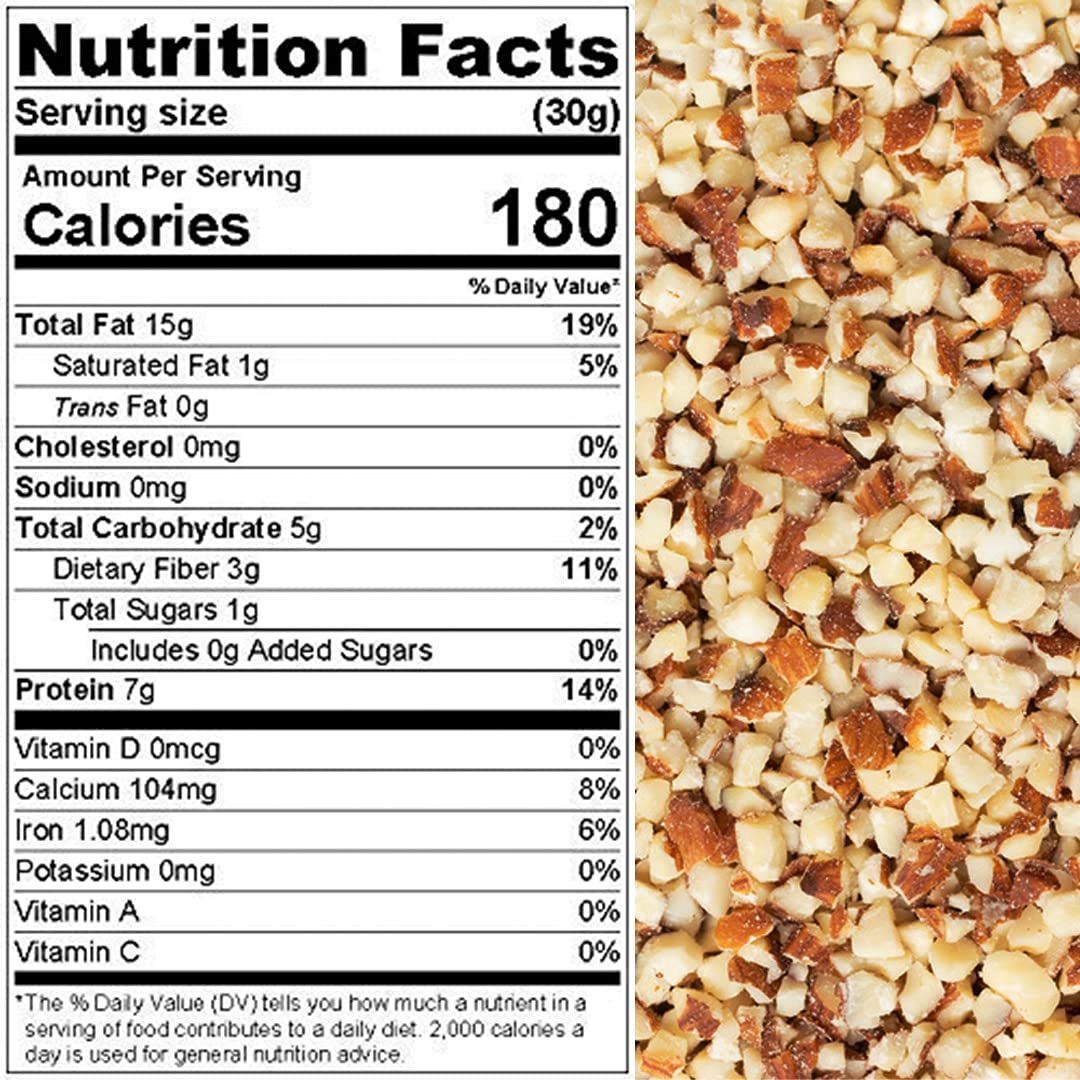 Almonds, "Fresh and Delicious" Small chopped Raw, Perfectly Natural, Quality, Fresh, Ideal snack for Adults and Kids, packaged in resealable 5 lbs. (80 oz.) pouch bag by Presto Sales LLC