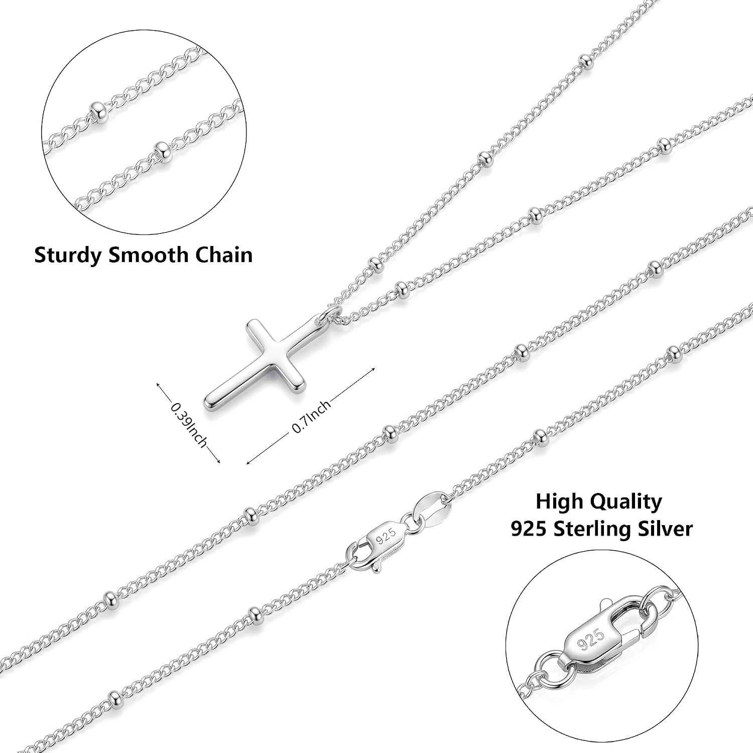 925 Sterling Silver Cross Necklace for Women Dainty Cross Necklace