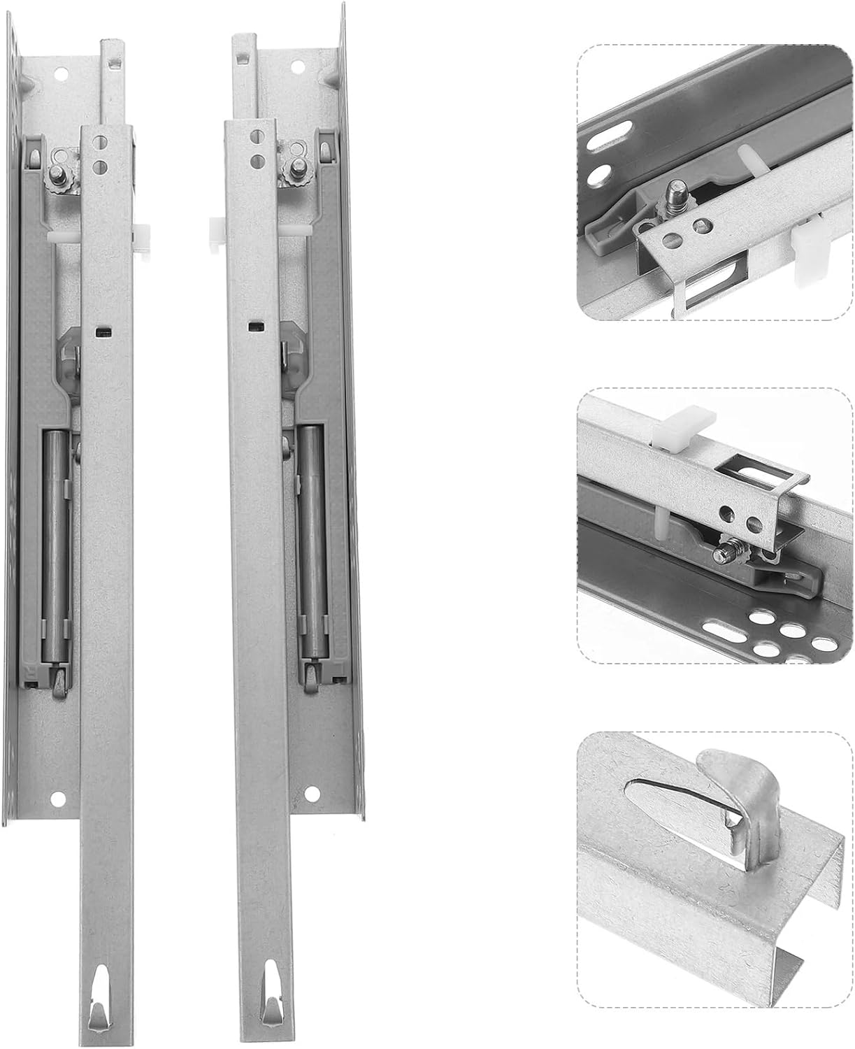 2 Pcs Drawer Hidden Slides Rails Replacement Softer Close Undermount Dresser Mute