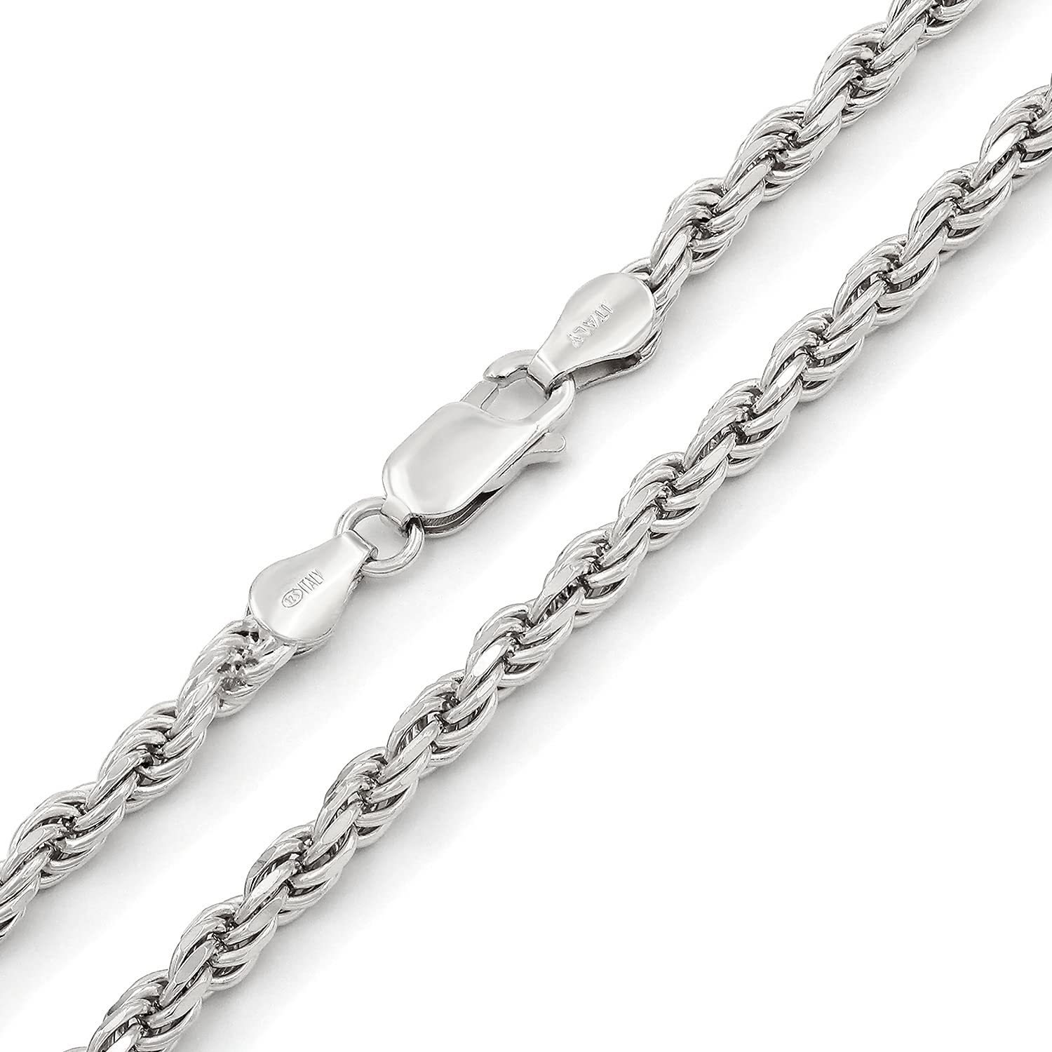 Giorgio Bergamo 925 Italian Sterling Silver Solid Rope Diamond Cut Chain