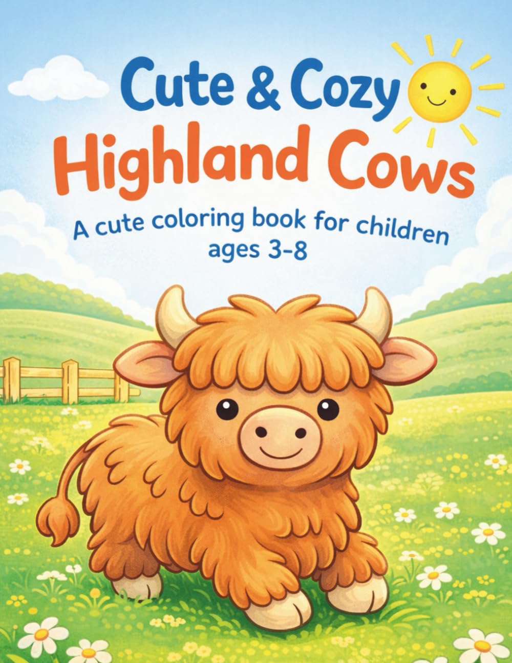 Cute & Cozy Highland Cows: A Cute Coloring Book for Children Ages 3–8
