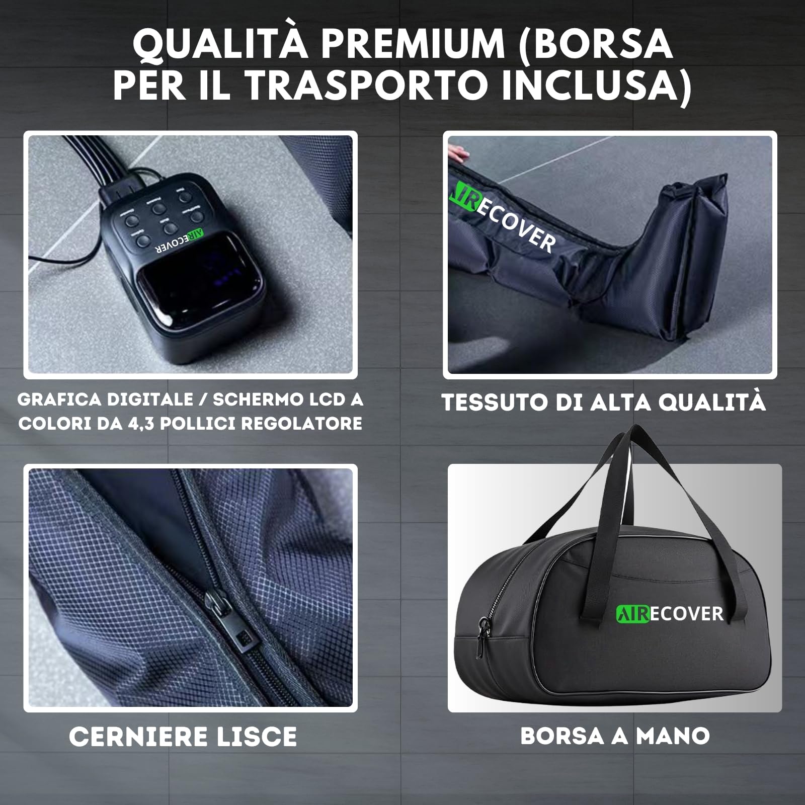 Pressoterapia per Casa, Massaggiatore Gambe Senza Fili e Ricaricabile, Linfodrenaggio per Circolazione, Sollievo dal Dolore, Rilassamento Muscolare e Recupero, Batteria 4 Ore (L)