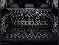 Vista 12 de Alfombrilla personalizada de maletero para Mercedes GLS Class 2+2+2 asientos (Negro con costuras doradas)