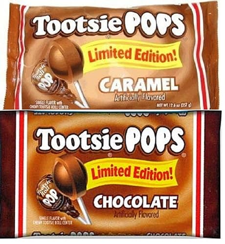 Caramelo y Chocolate Tootsie Pops Edición Limitada Paquete de 2 Sabores, 1 Libra