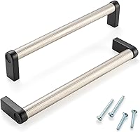 Vista 31 de Paquete de 5 tiradores de gabinete de 3–3/4 pulgadas estriado en negro y oro, manijas de gabinete mate en negro y oro cepillado AP1311, herrajes