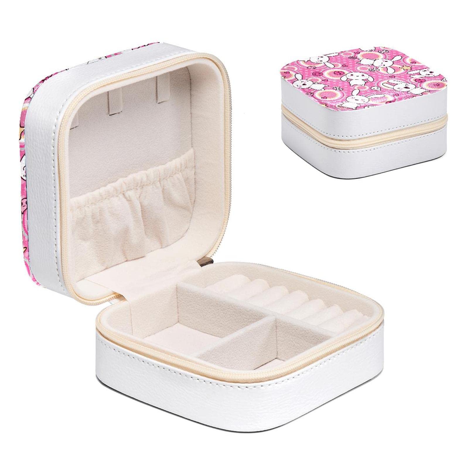 Boîte à bijoux femme lapin rose, écrin de rangement haut de gamme