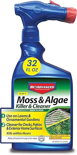 Miniatura 3 de BioAdvanced Limpiador y asesino de musgos y algas 2 en 1, listo para rociar, 32 onzas con control de hongos BioAdvanced para césped, listo para