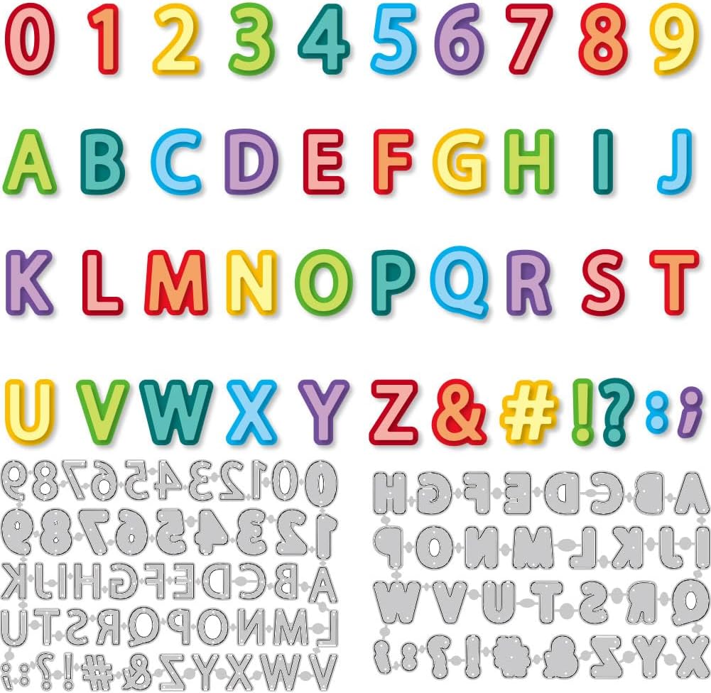 Numbers 1-9 Cutting Dies Double-Layer Letters A-Z Card Making Die Stencil Alphanumeric Carbon Steel Die Cuts Card Scrapbooking Embossing Template Dies for Greeting Cards Invitation Decor