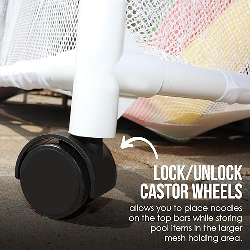 Miniatura 7 de Essentially Yours Soporte organizador de equipo de almacenamiento para piscina, fideos, juguetes, bolas y flotadores, cubo de malla de doble piso,