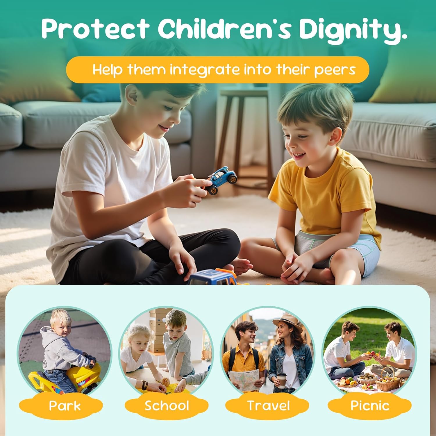 Carer Boys Incontinence Underwear Washable with Front Absorbent 80ML Breathable Cotton Absorbent Underwear for Kids 5 Pack Reusable Waterproof Incontinence Underwear for Boys Age 4-18, X-Large - Image 7