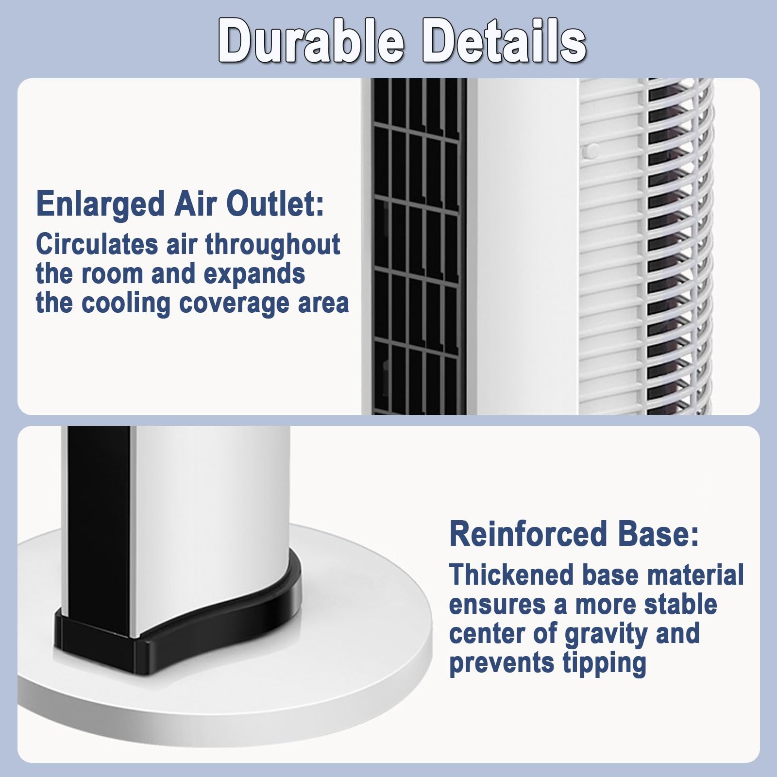 Ventilador Torre Silencioso, Ventilador Columna 45W, Flujo de Aire 150m³/h | Ventilador Silencioso Torre, Rotación 90°, 3 Velocidades, Base Diámetro 26cm, Apagado con Temporizador(93cm/37in)