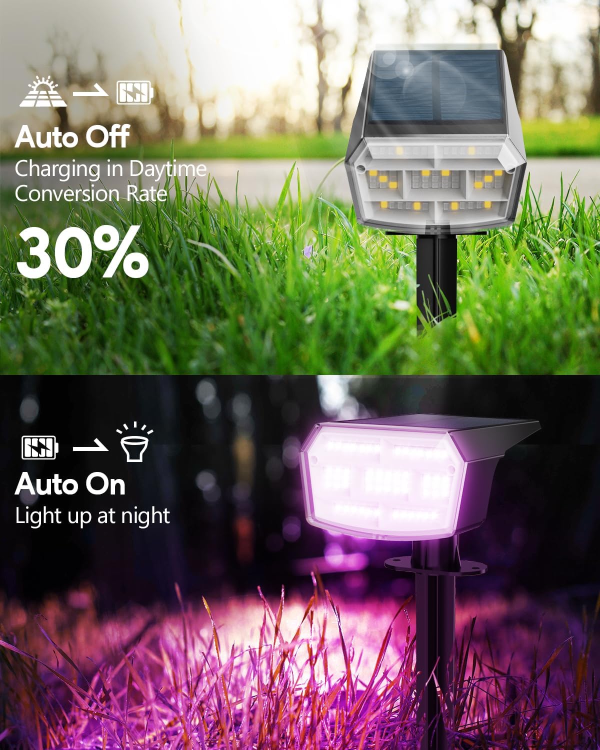 HIBOITEC Solar Spot Lights Outdoor Color Changing 59LED Landscape Lighting Solar Powered Uplights Waterproof Dusk to Dawn for Christmas Decorations Garden Yard Outdoor 6 Packs Multicolor