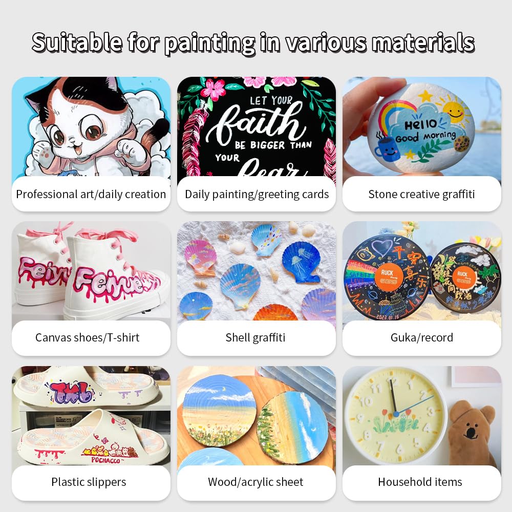 Kebuye Acrylstifte 24 Farben - Wasserfeste Marker Mit Doppelspitze