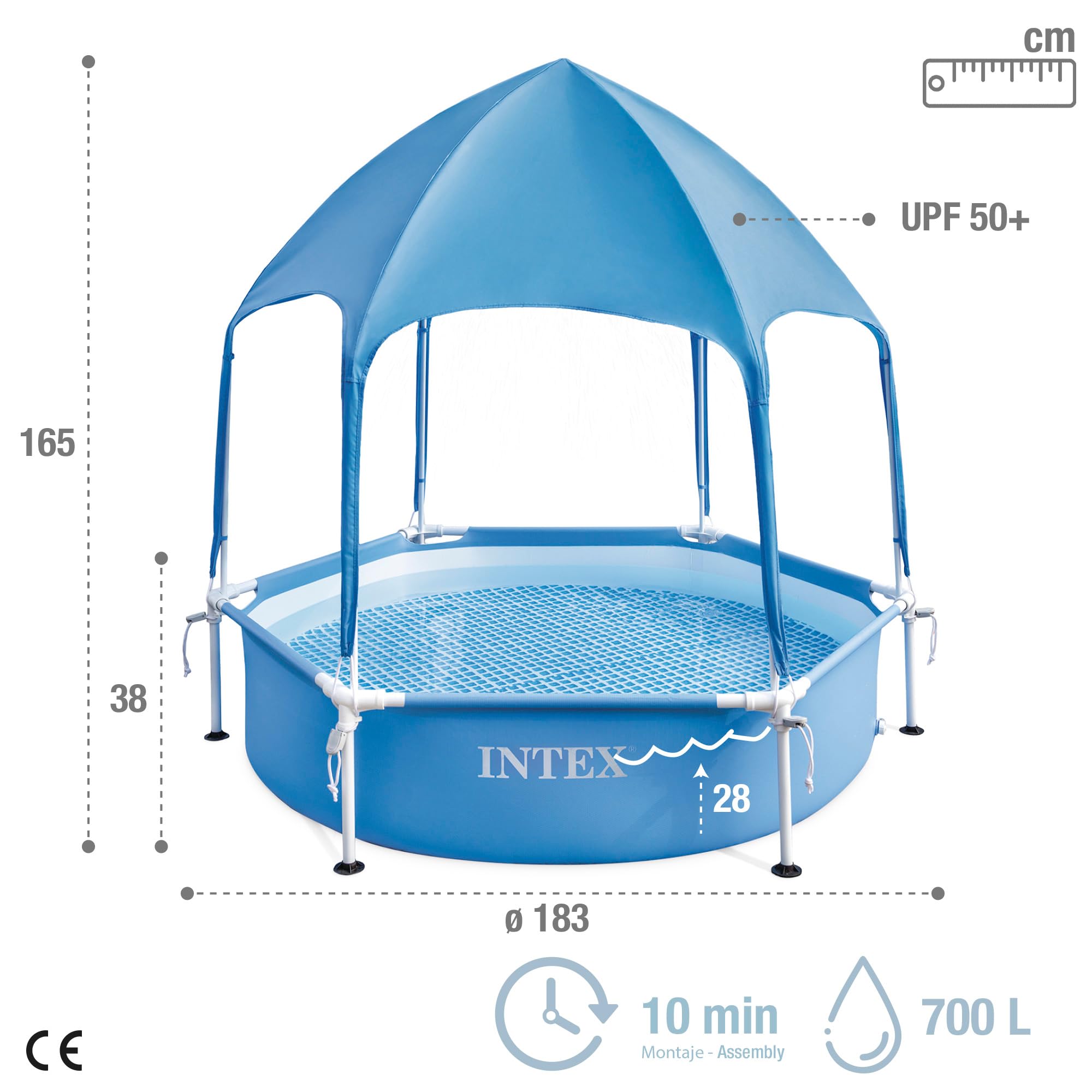 Intex Piscine avec Cadre en métal de 1,83 m x 38 cm - Taille d'installation : 1,83 m x 38 cm (28209NP)