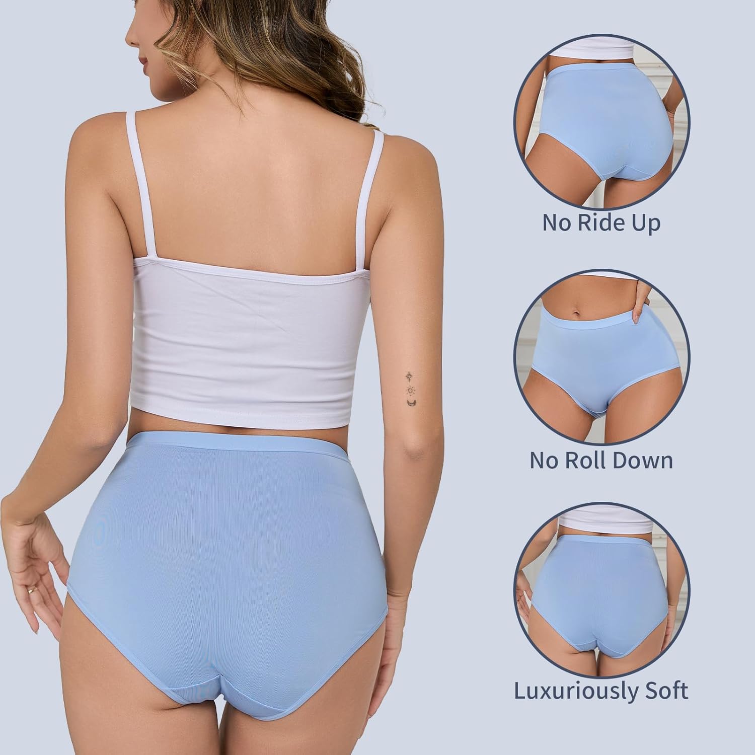 Womens Underwear Pack,C Section High Waisted Tummy Control Moisture-Wicking Brief Underwear,plus size Panties 6Packs - Image 4