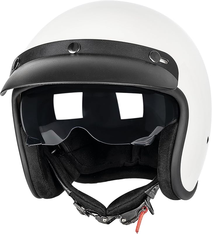 Yesmotor 3/4 Open Face Retro Motorcycle Helmet Vintage Helmet for Motorbike Casco, Moped, Cruiser, Bobber, and Chopper - DOT Approved