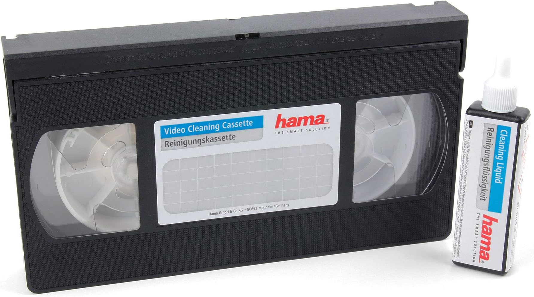 DURAGADGET Non-abrasive VHS/S - VHS Video Head Cleaning Tape with Bonus Cleaning Fluid