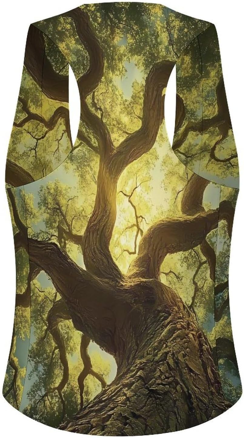 Vintage Oak Tree Summer Sunlight Women's Tuxedo Waistcoat Suit Vest | 3 Button V-Neck Slim Fit Casual Sleeveless Top