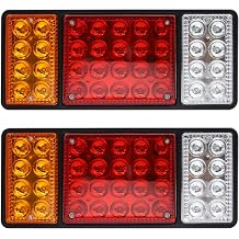 24V LED Trailer Tail Lights - 36-LED Stop, Turn, Signal, Brake, Reverse - Fits Truck/RV/Camper/Trailer, 2 Pcs tricolor