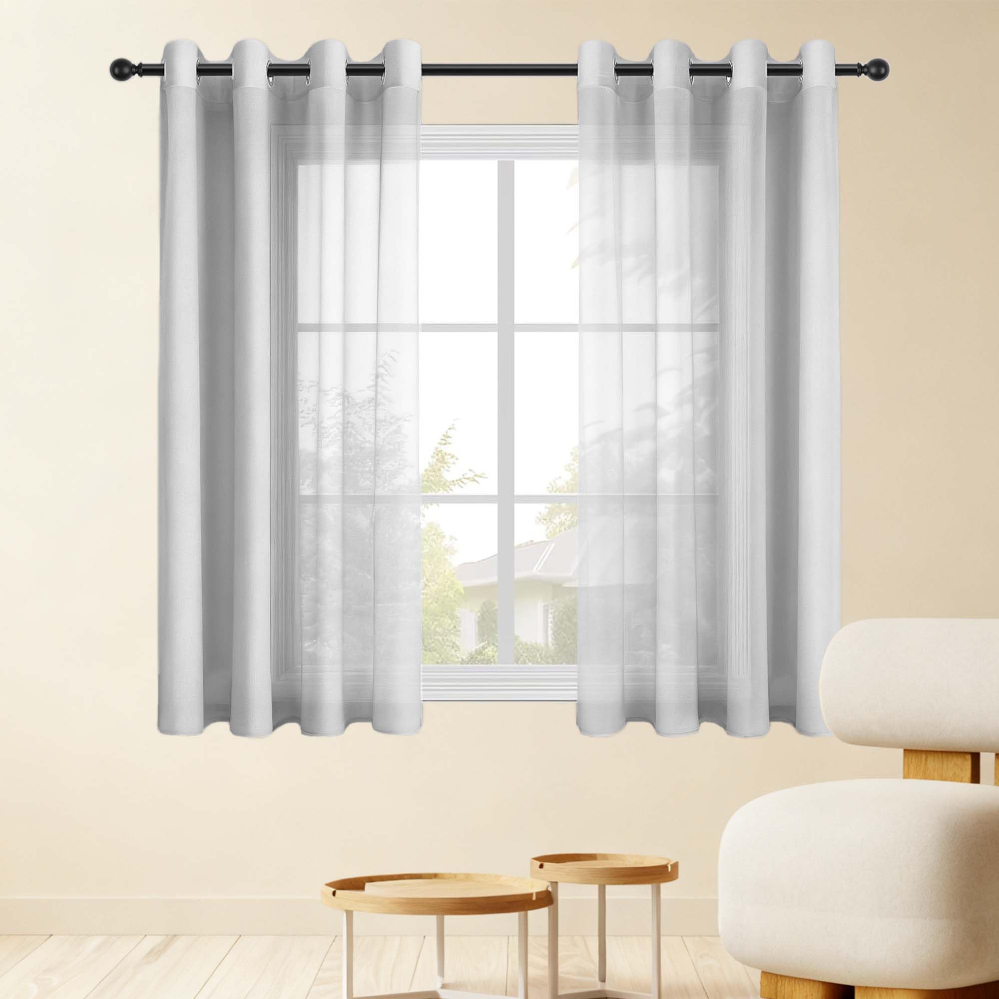 Rideaux voilages gris clair 120x120 cm | Lueur douce et anti-UV pour le salon
