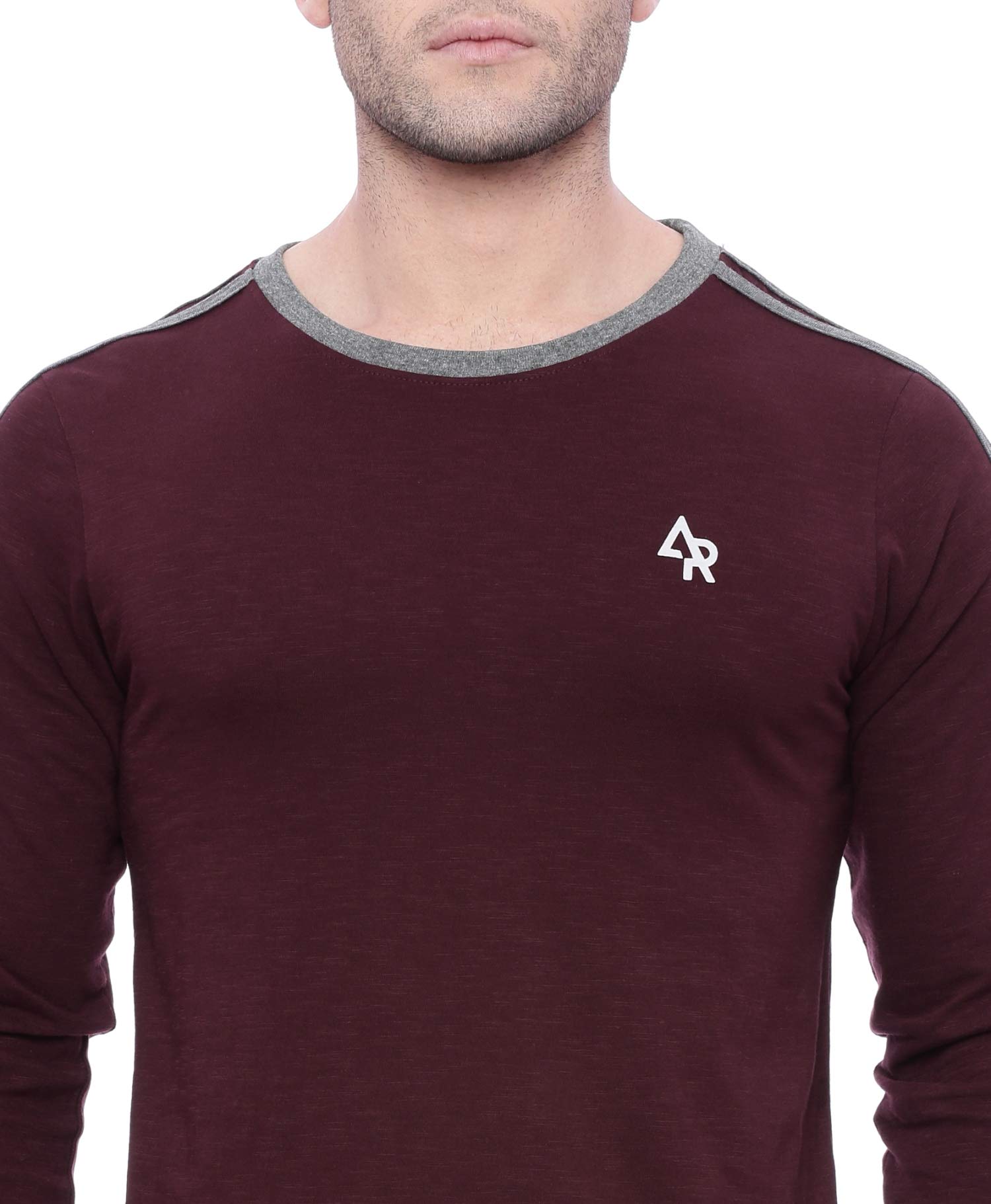 ADRO T-shirt da uomo a maniche lunghe a blocchi di colore