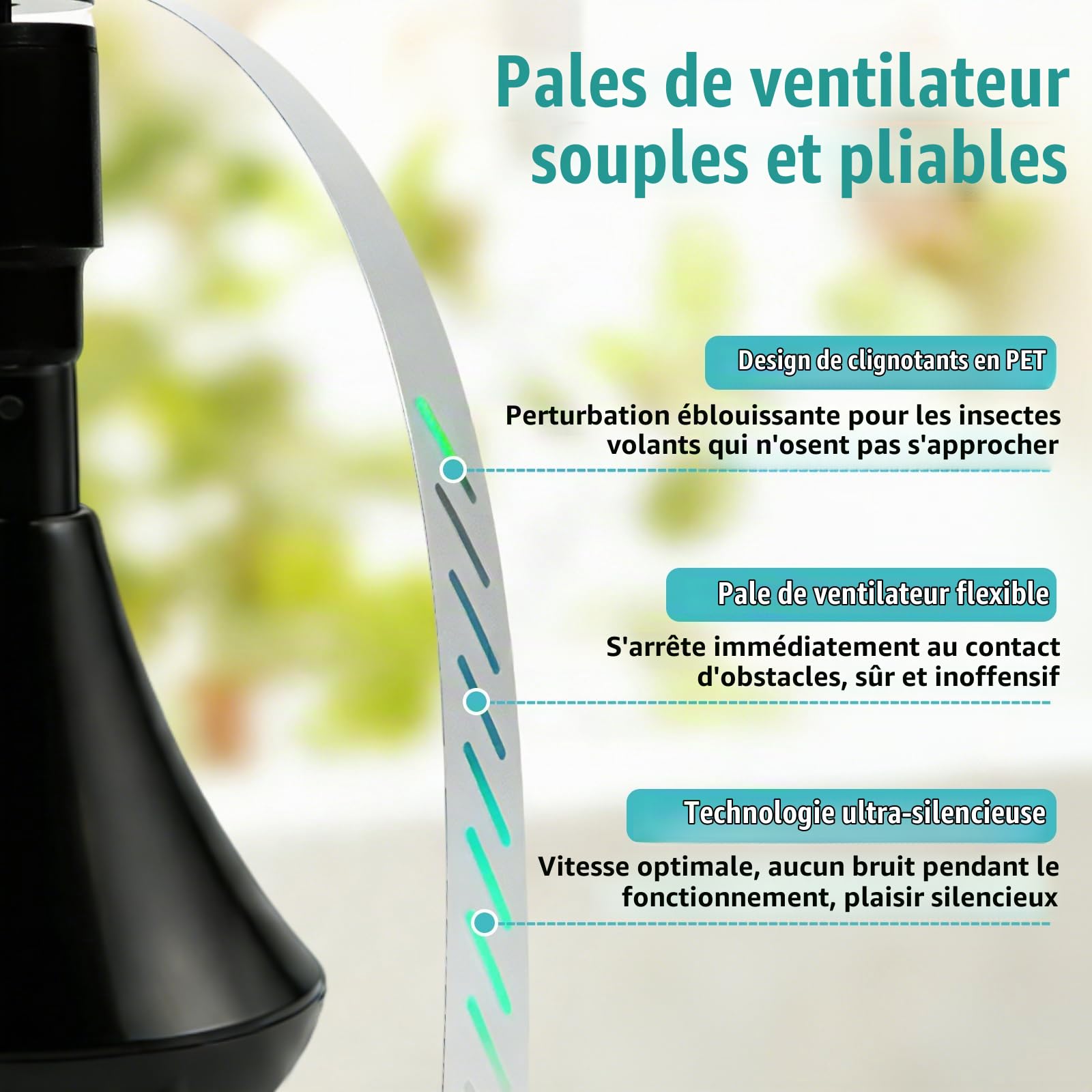 Ventilateur Anti Mouche de Table, Ventilateur Mouche Rechargeable Con USB-C | Ventilateur de Table Anti Mouche Pliable Extensible, Suspendu pour Pique Niques Restaurant Cuisines Extérieur
