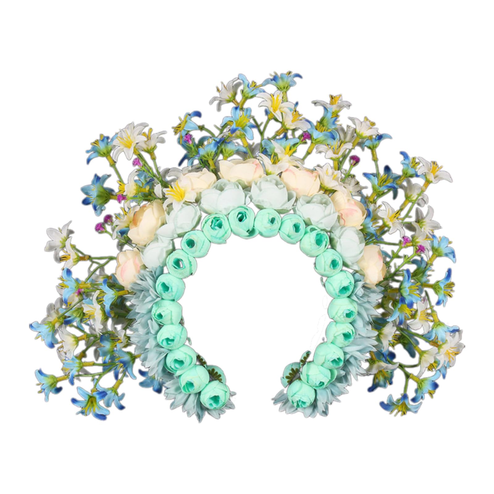 Cerchietto per capelli, elegante ghirlanda di fiori etnici con fiori, ornamento per festival e servizi fotografici