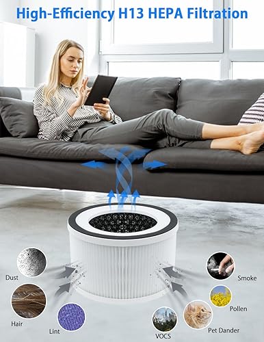 Miniatura 4 de BBT BAMBOOST Filtro de repuesto FilloHaloAllo compatible con purificador de aire Afloia FilloHaloAllo, 3 en 1 True HEPA y filtro de carbón activado