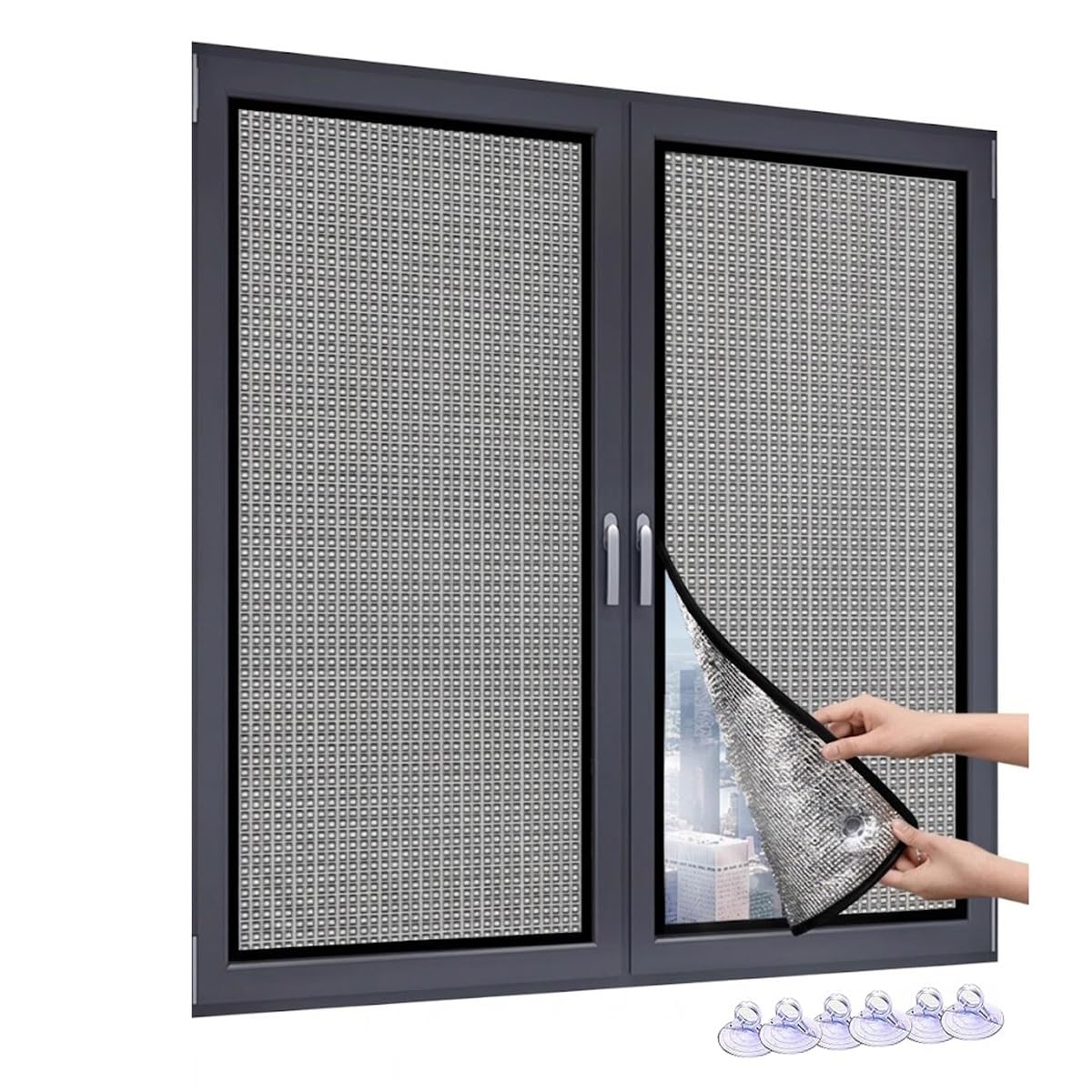 Tende Parasole per Balcone e Veranda con Ventose in Foglio di Alluminio | Materiale isolante e impermeabile all'umidità per camera da letto, bagno e ufficio(130x170cm)