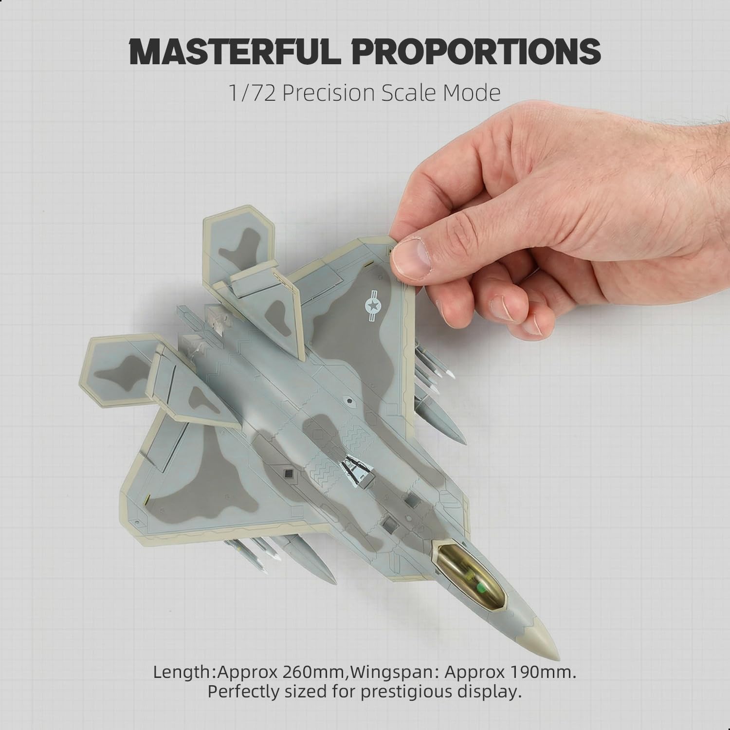 NUOTIE Classic USA F22 Raptor Fighter Attack Pre-Build Model 1:72 Aircraft Alloy Diecast Airplane Military Display Model Aircraft for Collection or Gift (FF 27th FS)