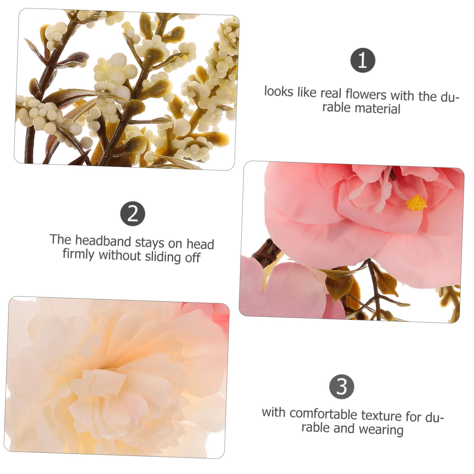 PACKOVE Couronne de Cheveux Accessoire Photo Pourpre en Tissu Confortable Élégant et Léger Bandeau à Fleurs pour Mariage et Vacances la Plage