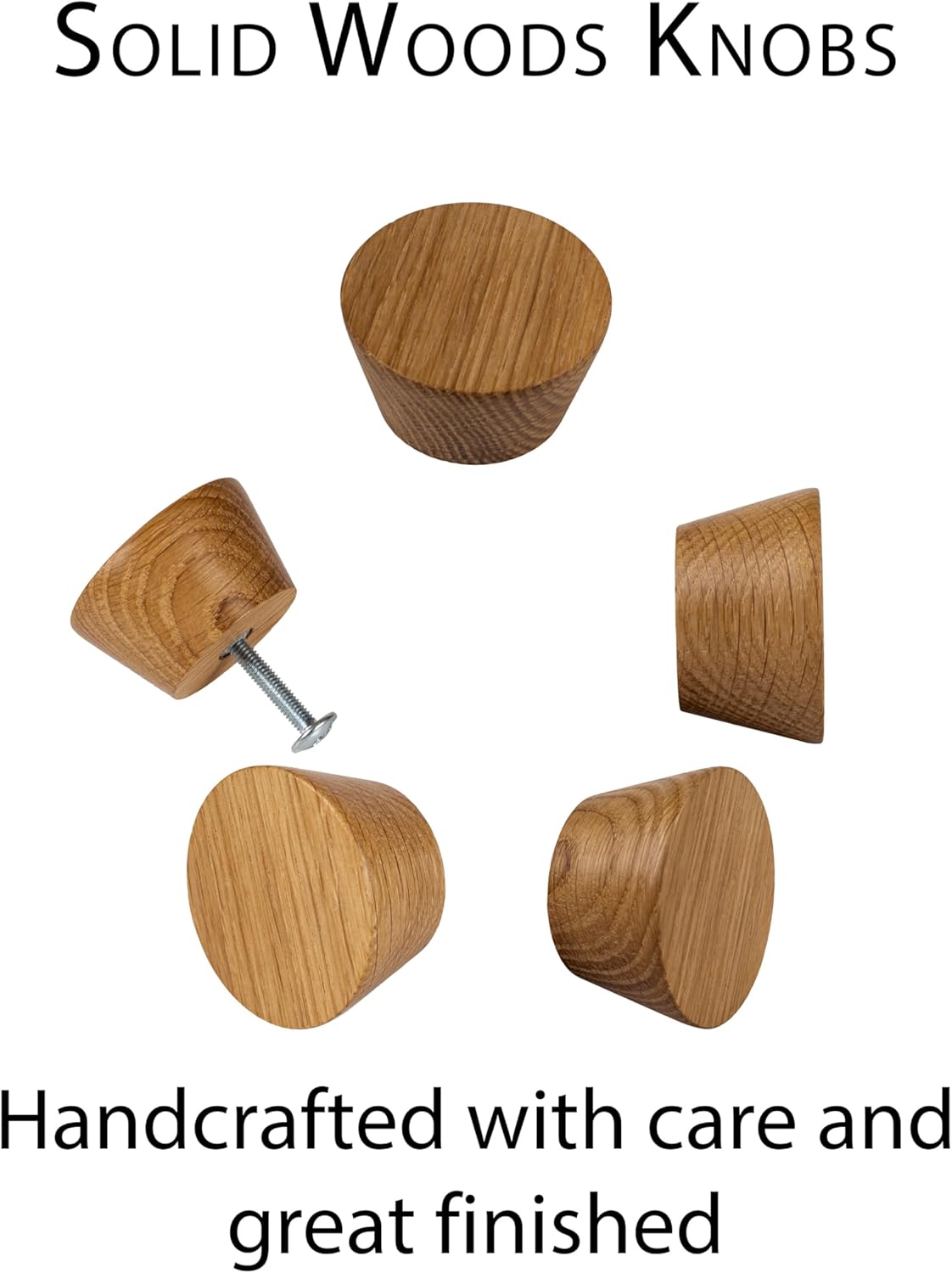 1-9/16 Inch (40mm) Round Wood Cabinet Drawer Dresser Kitchen Furniture Knobs Pulls Handles, Set of 5 (Oak)